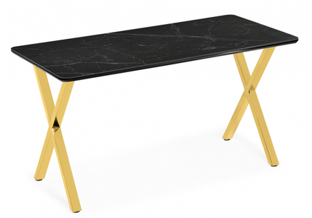 Керамический стол Woodville Селена 3 180х90 черный мрамор, золото