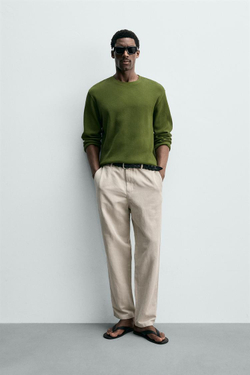 ZARA СВОБОДНЫЕ БРЮКИ STRAIGHT FIT, ЖЕМЧУЖНО-СЕРЫЙ