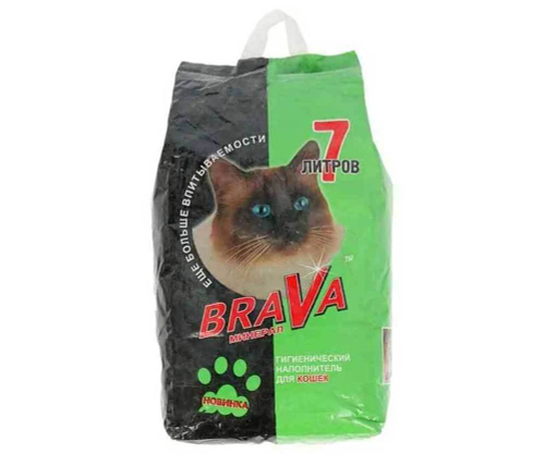 Минеральный наполнитель BraVа для кошачьего туалета, 7 л