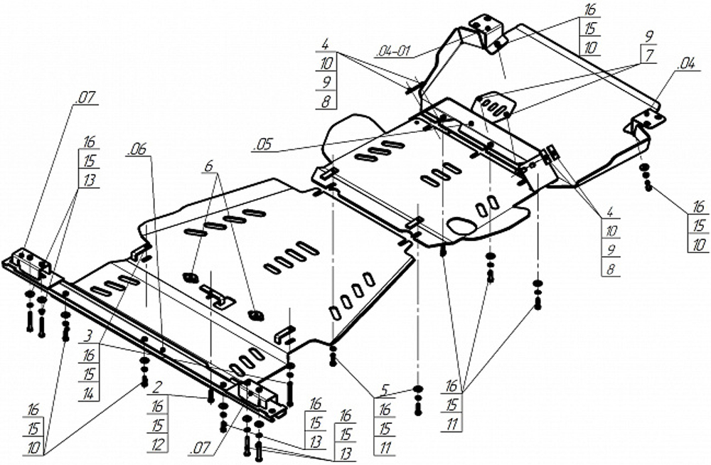 Защита картера двигателя, Переднего дифференциала, КПП, Радиатора, Разд. коробки. 5 мм, Алюминий. для Toyota Tundra 2009-2016, Motodor.32508
