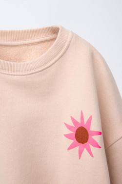 ZARA ТОЛСТОВКА С ПРИНТОМ «СОЛНЦЕ», СЕРОВАТО-КОРИЧНЕВЫЙ