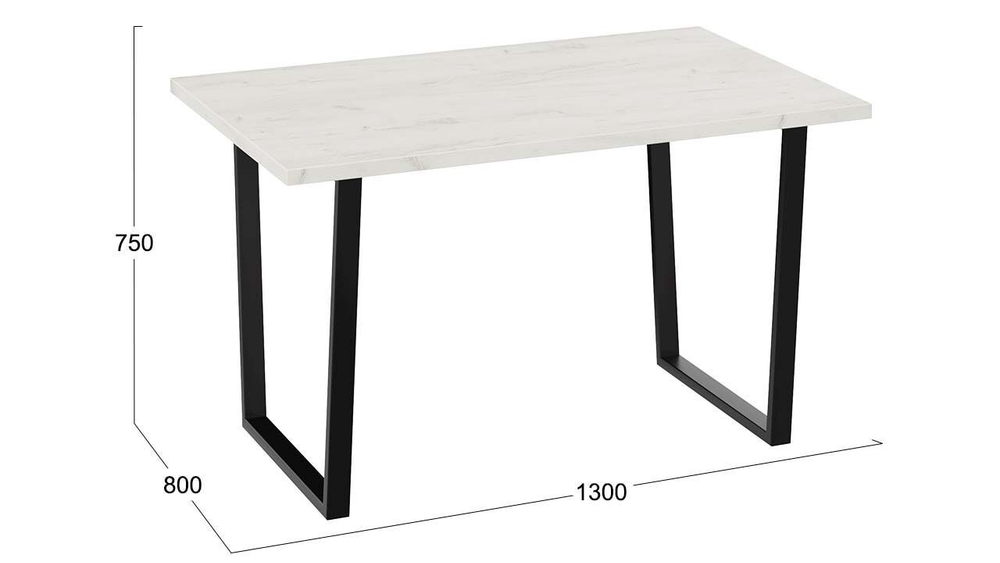 Стол кухонный обеденный Даллас, 130х80х75 см, дуб крафт белый