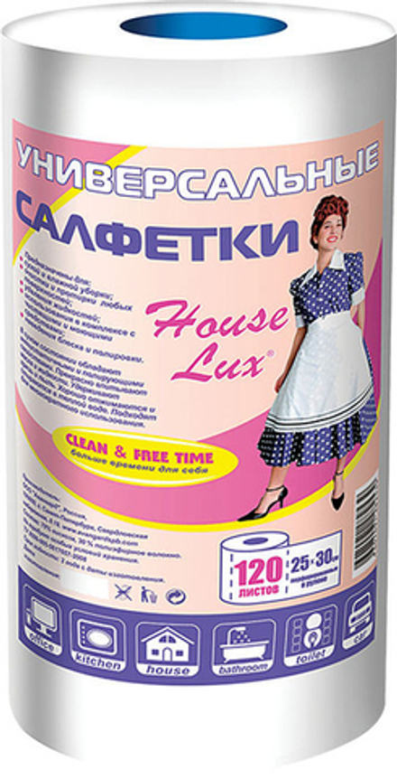 House Lux салфетка 22*23 универсальная спанлейс 125 шт рулон