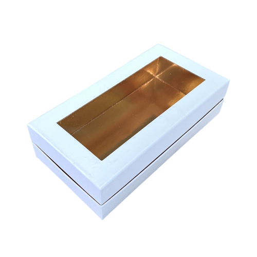 Коробка для макарон и др.кондитерской продукции с прямоугольным окном ПРЕМИУМ 210*110*55 (белая)