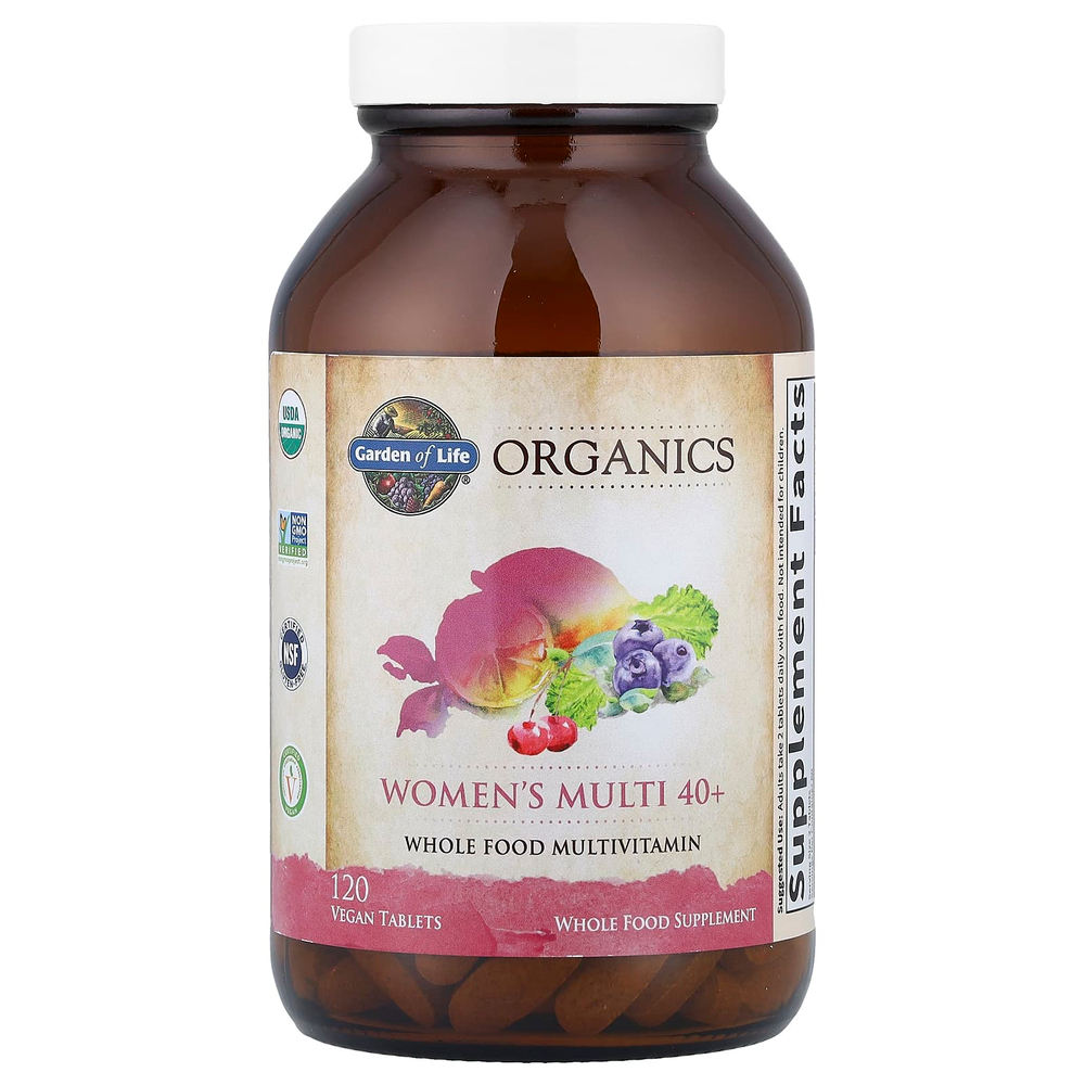 Garden of Life, Organics, мультивитамины для женщин от 40 лет, 120 веганских таблеток