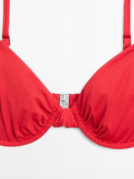 Massimo Dutti Топ бикини со сборкой на косточках, ярко-красный