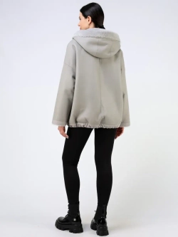 Дубленка зимняя двухсторонняя шуба с капюшоном