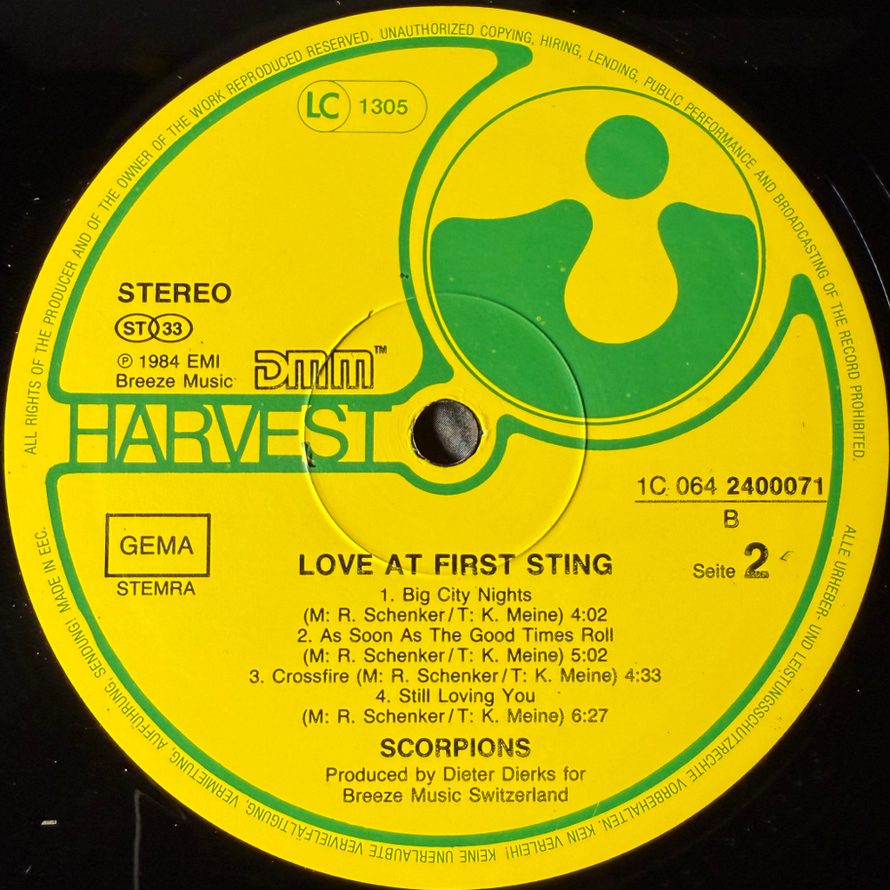 Scorpions ‎– Love At First Sting (Европа 1984г.)