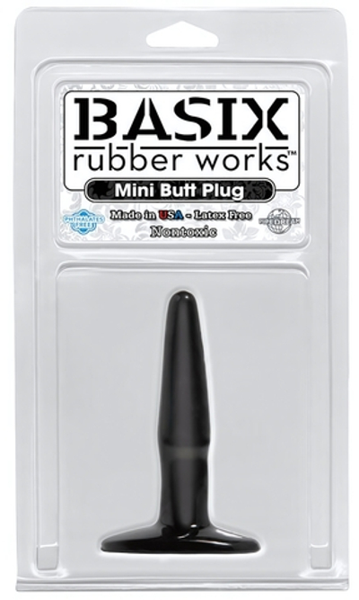 Анальная втулка Basix Rubber Works Mini Butt Plug (Цвет: черный)