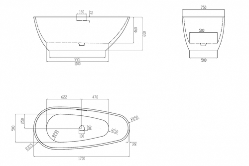 Ванна из искусственного камня ABBER Dortmund AM9911 белая матовая