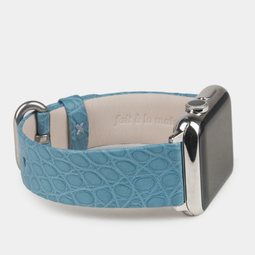 Ремешок для Apple Watch 40/41/42 mm из кожи аллигатора, сизого цвета