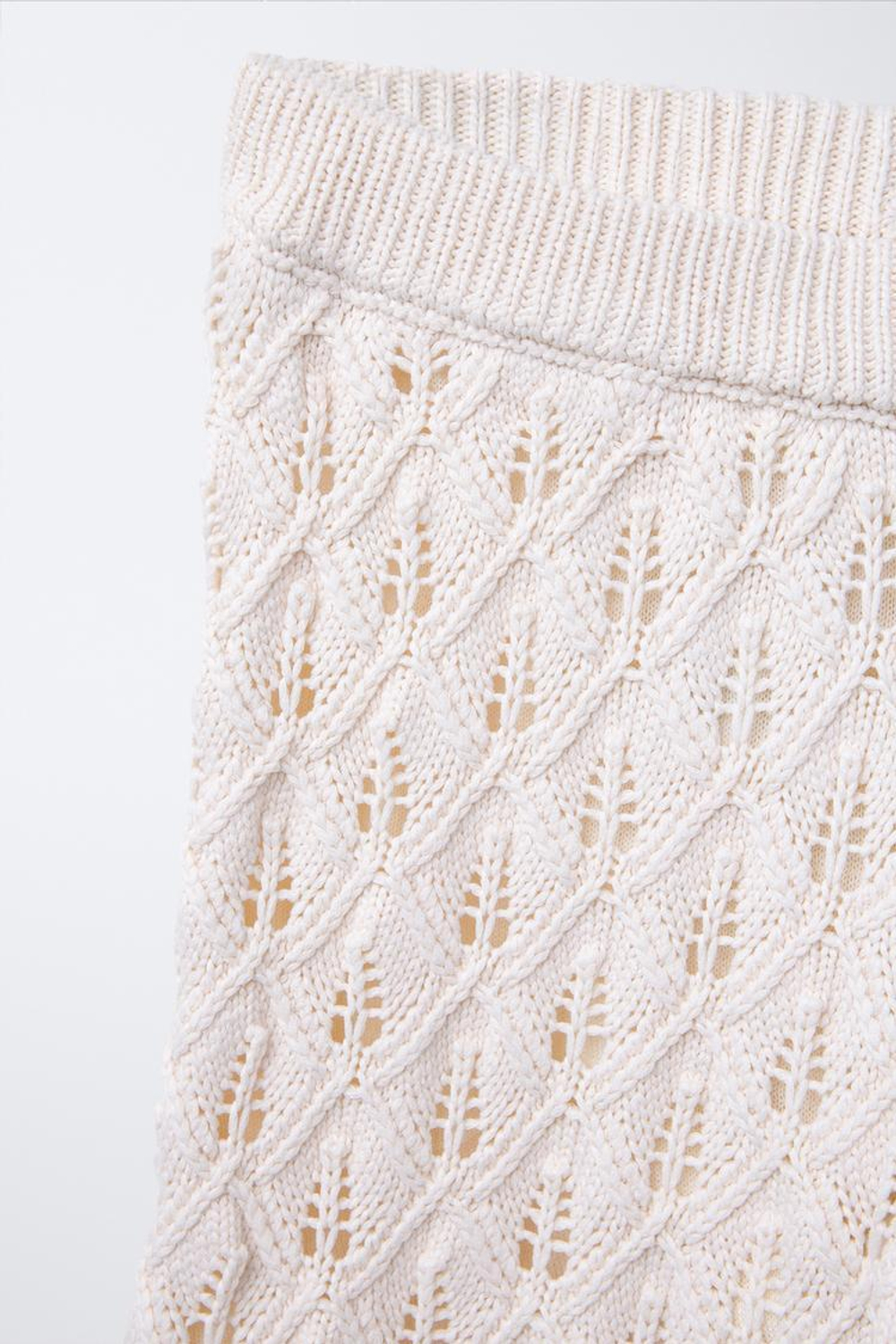 ZARA ТРИКОТАЖНЫЕ БРЮКИ ПРЯМОГО КРОЯ, ЭКРЮ