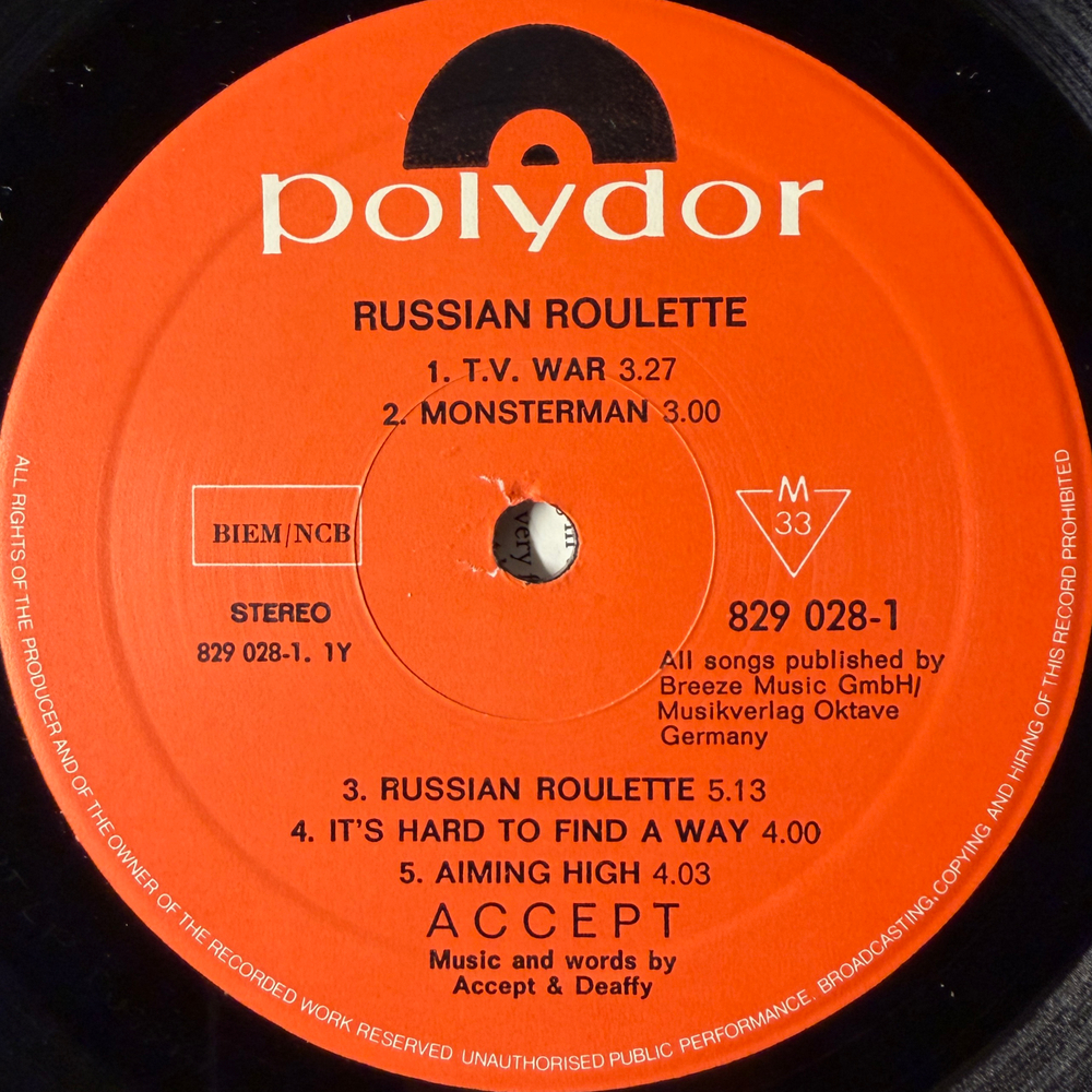 Accept ‎– Russian Roulette (Скандинавия 1986г.)