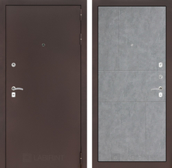 Входная дверь Лабиринт Classic (Классик) антик медь 21 Бетон светлый 10мм