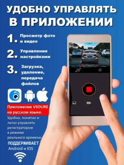 Видеорегистратор для автомобиля с двумя камерами с WiFi