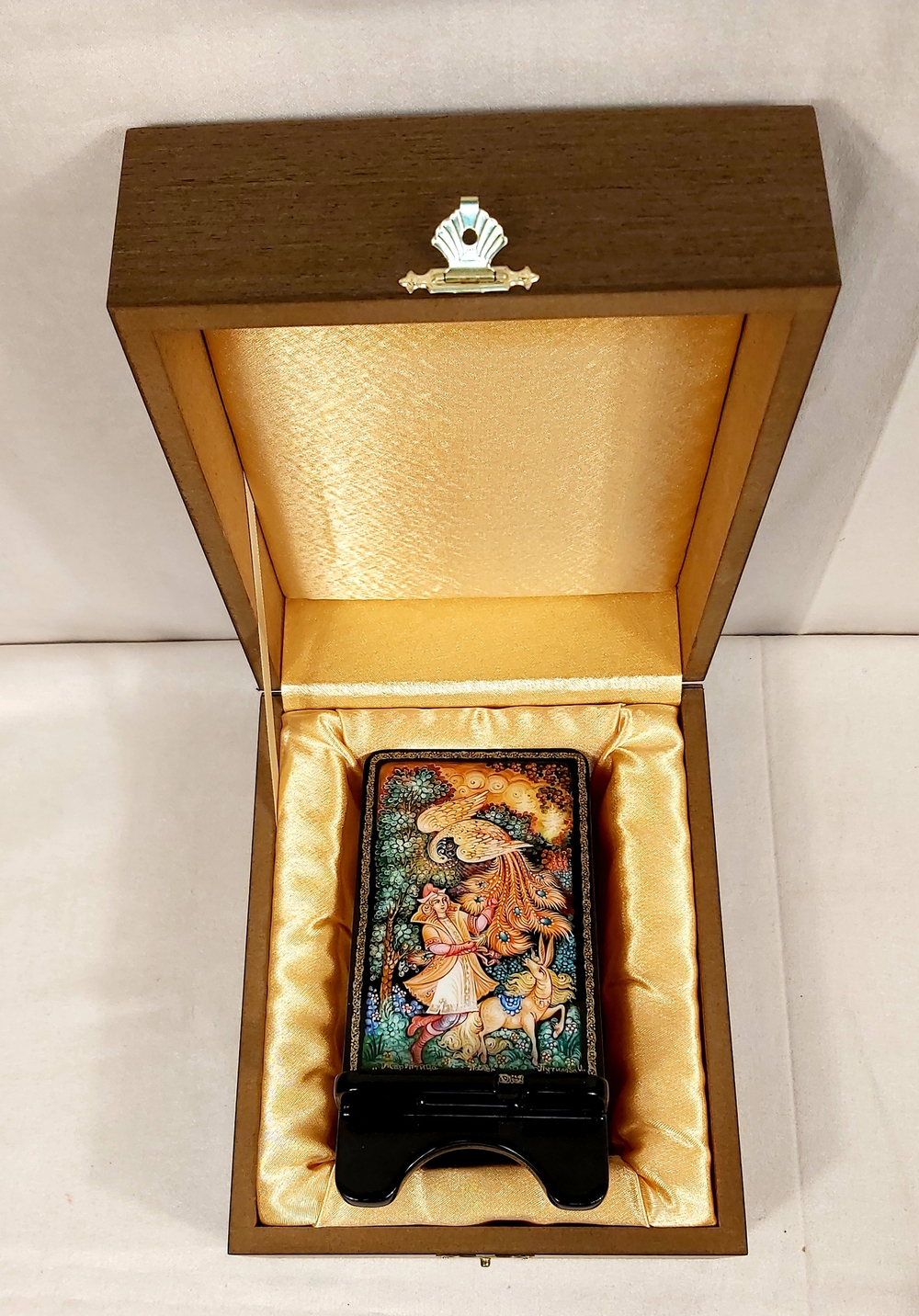 Сувенирная подставка для телефона с росписью Палех "Иван-царевич и жар-птица"