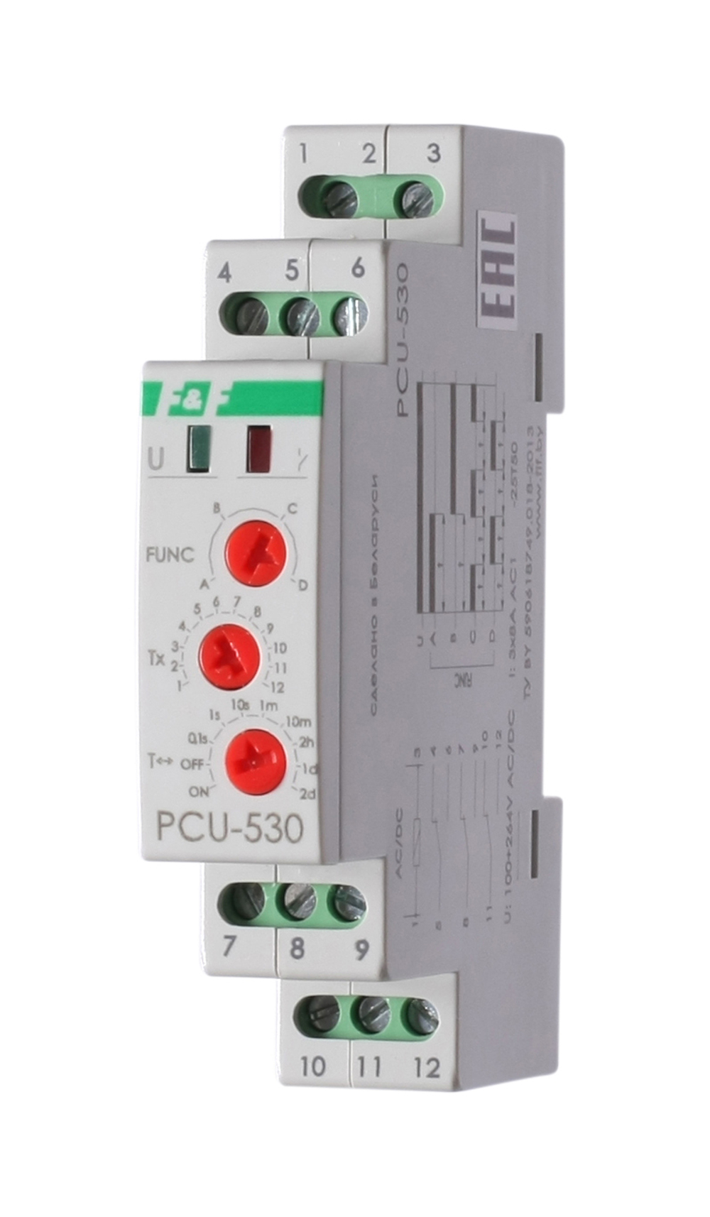Реле времени PCU-530 многофункциональное 100-264В AC/DC 3х8А 3NO/NC IP20
