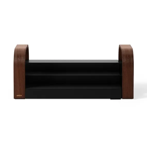 Полка для специй трехъярусная раздвижная bellwood, черная/орех