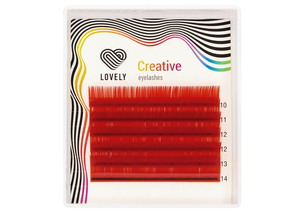 Lovely Ресницы красные (red) - 6 линий - MINI MIX