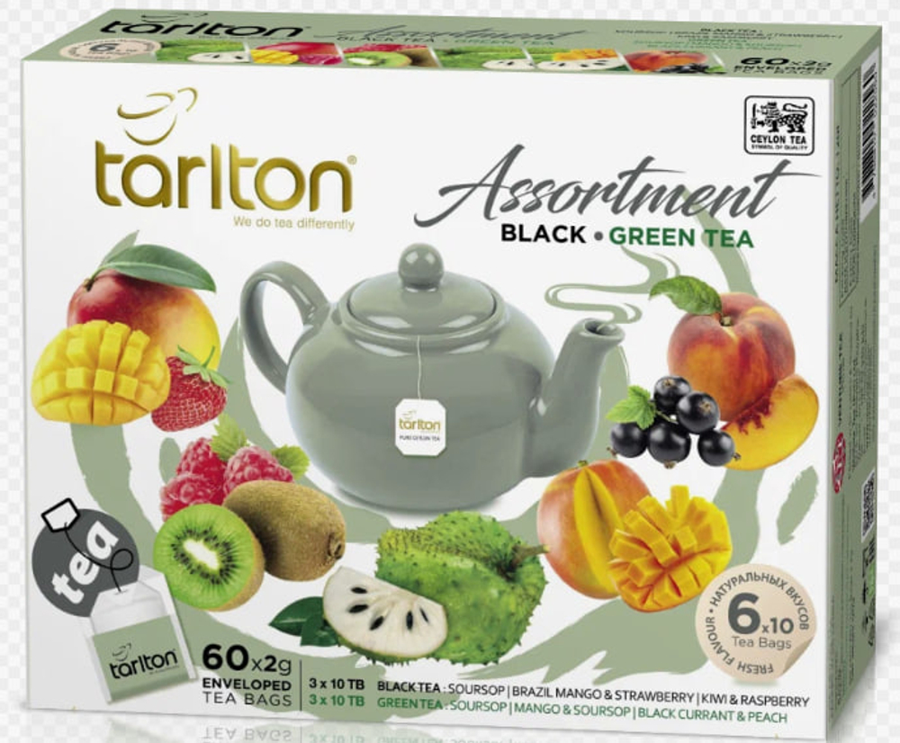 Чай Тарлтон  ПАКЕТИРОВАННЫЙ Черн+Зел гурман ассорти 6*10пак