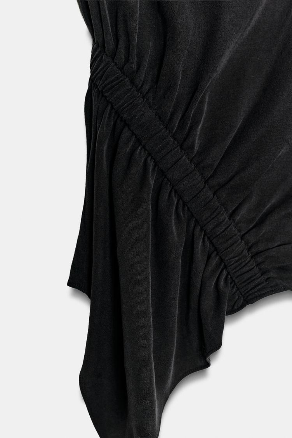 ZARA ТОП БЕЗ РУКАВОВ СО СБОРКАМИ, ЧЕРНЫЙ