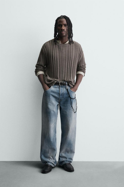 ZARA ДЖИНСЫ BAGGY FIT, СИНИЙ/ИНДИГО