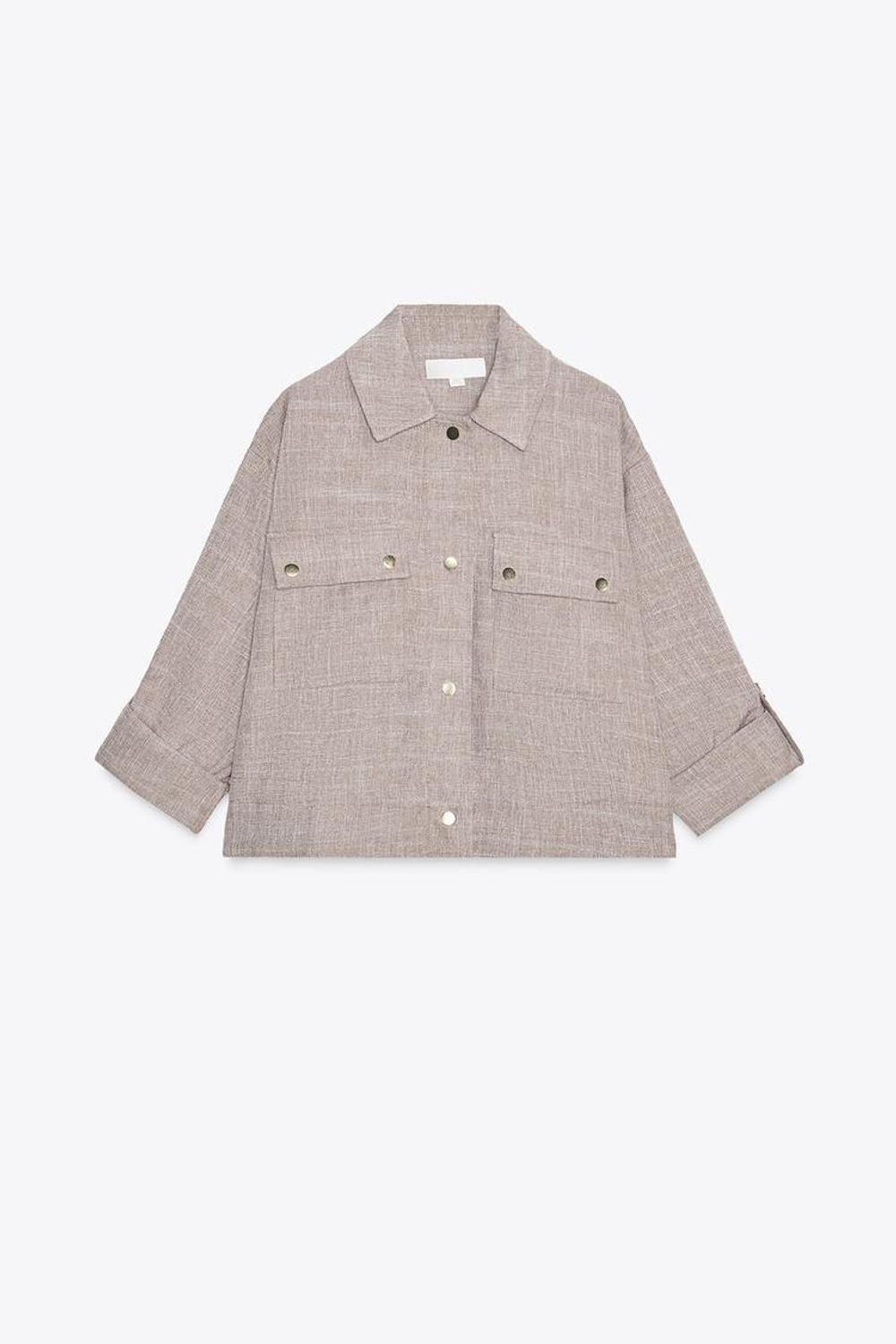 ZARA ПЕСТРАЯ КУРТКА САФАРИ, ПЕСОЧНЫЙ МЕЛАНЖ