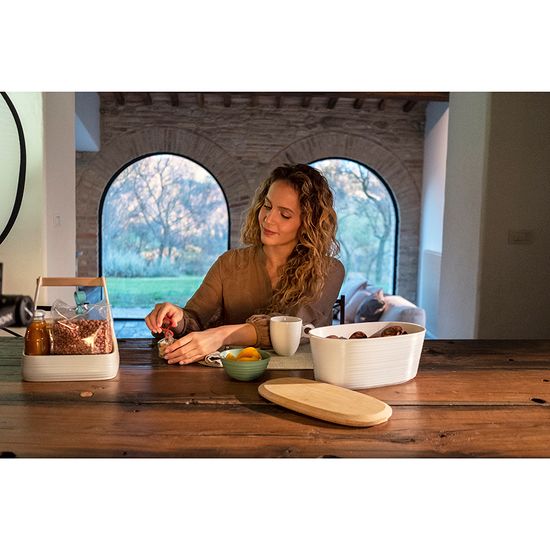 Хлебница с бамбуковой крышкой tierra, 3 л, молочная