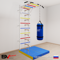 Шведская стенка Sv Sport усиленная 6315 (Турник рукоход/Лестница/Цепь/Мешок 15кг/Мат 1м)