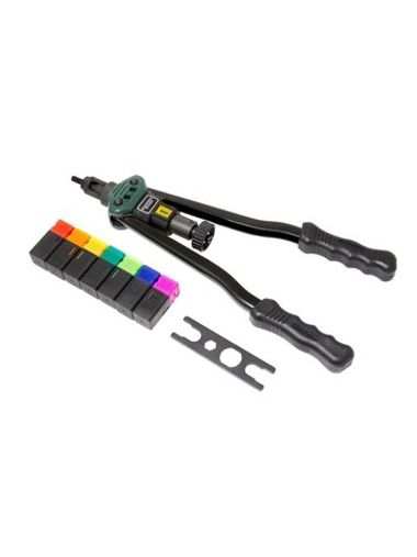 Заклепочник двуручный резьбовой усиленный со шкалой затяжки от 0-10мм(L - 380мм, резьбовые адаптеры - М3, М4, М5, М6, М8, М10, М12) RockForce##Rock FORCE RF-67805