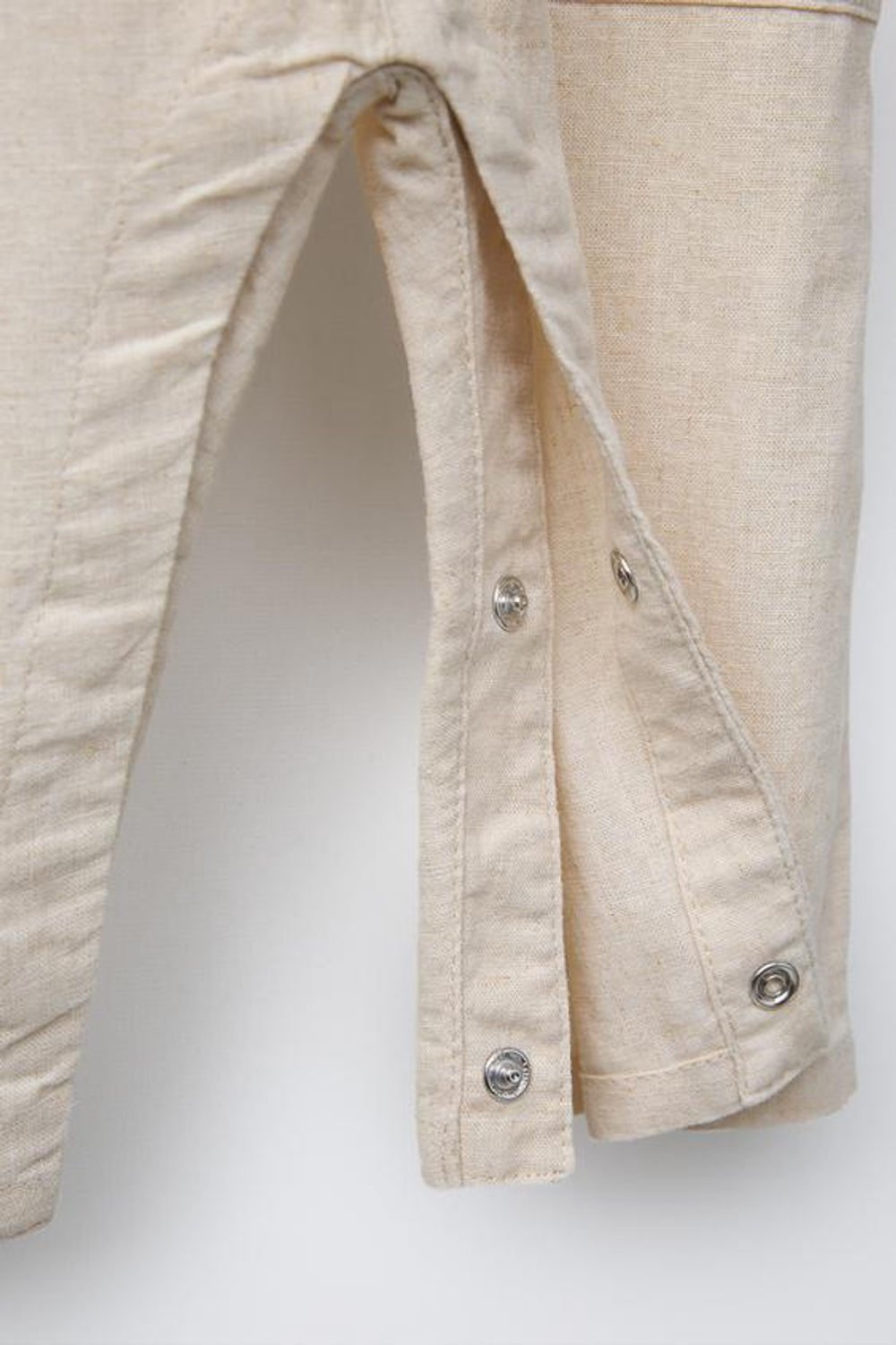 ZARA ДЛИННЫЙ КОМБИНЕЗОН ИЗ СМЕСОВОГО ЛЬНА, СВЕТЛО-БЕЖЕВЫЙ