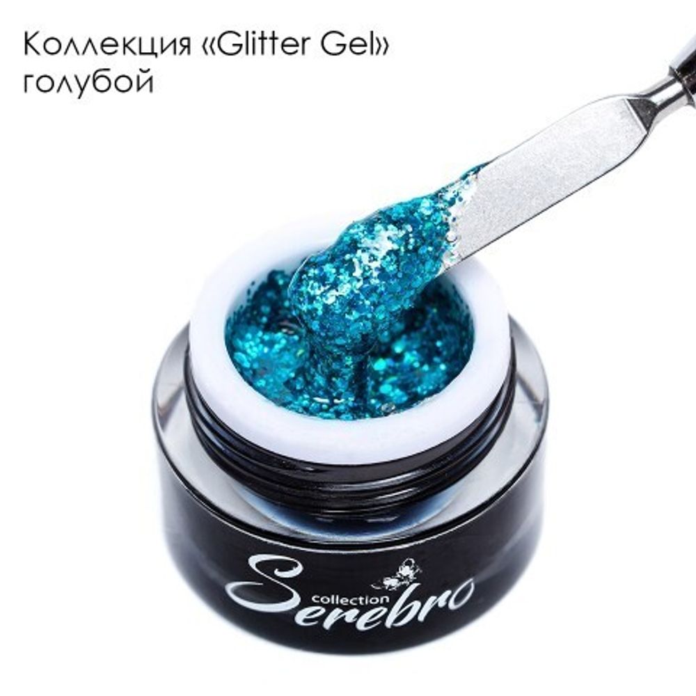 SEREBRO, ГЕЛЬ-ЛАК &quot;GLITTER-GEL&quot;, ЦВЕТ ГОЛУБОЙ, 5 МЛ