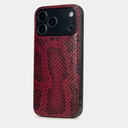 Чехол-накладка для iPhone 17 Pro - кожа питона, бордовый