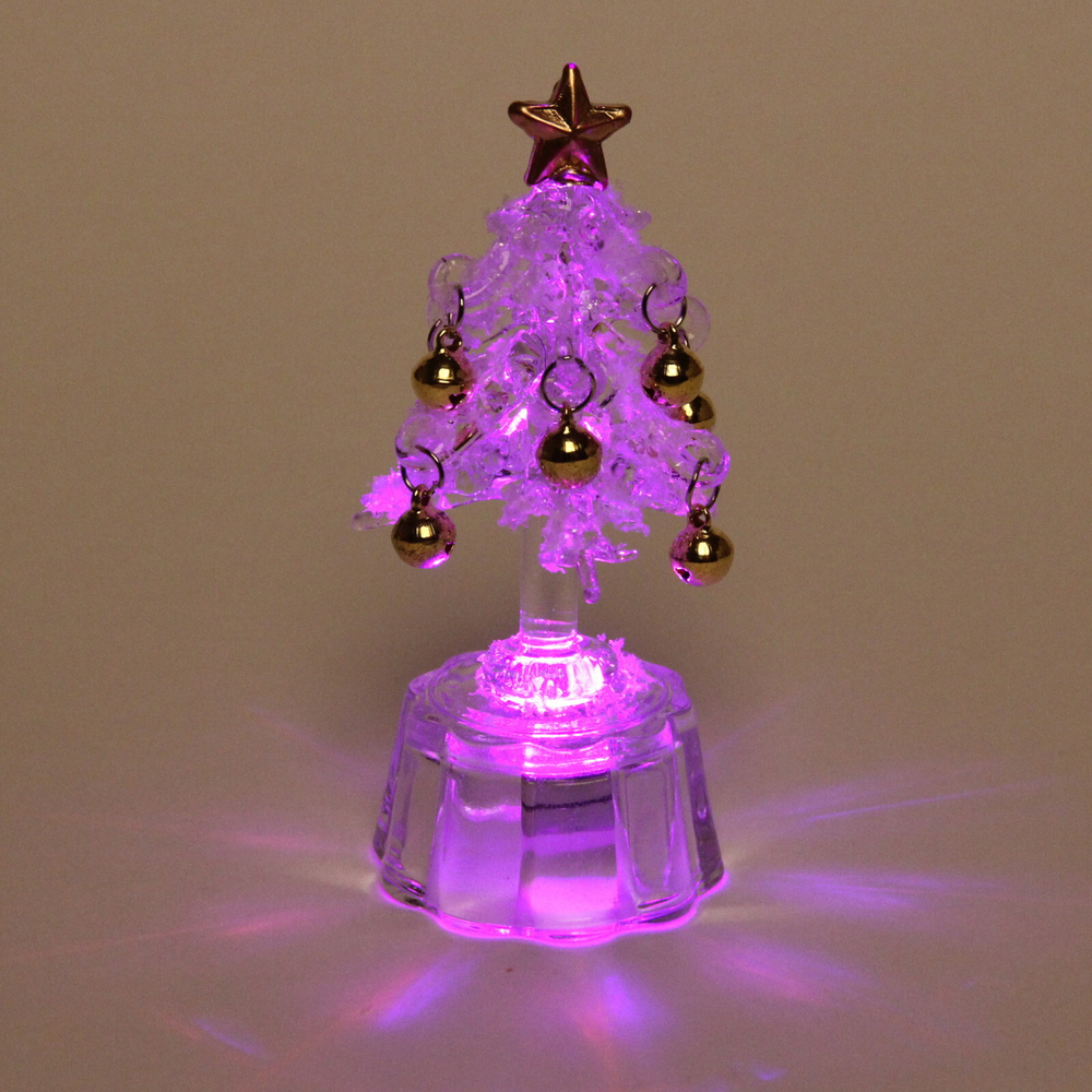 Сувенир с подсветкой «Морозная ёлочка» 7,5*2 см , золото