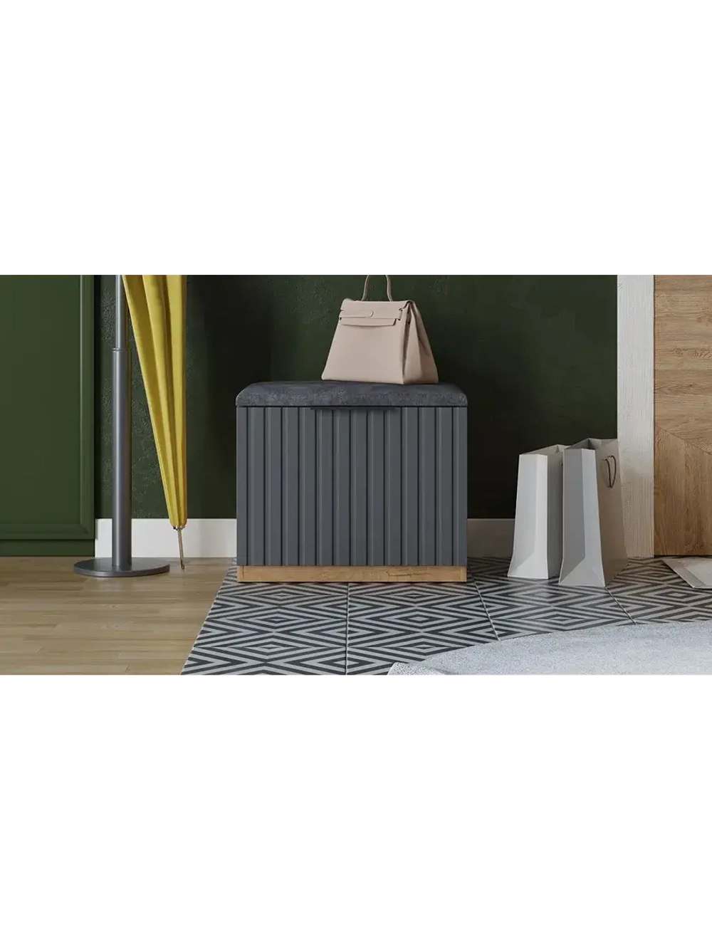 Прихожая с зеркалом Дуб Крафт золотой 245х43х226