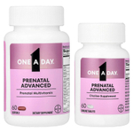 One-A-Day, Prenatal Advanced, полноценный мультивитаминный комплекс для поддержки мозга, 60 пренатальных мультивитаминных мягких таблеток и 60 пренатальных таблеток с холином