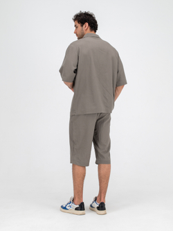 Костюм льняной с шортами. Хаки