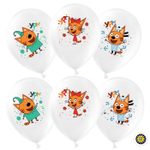 Воздушные шары Волна Веселья с рисунком Три кота, 25 шт. размер 12" #711284