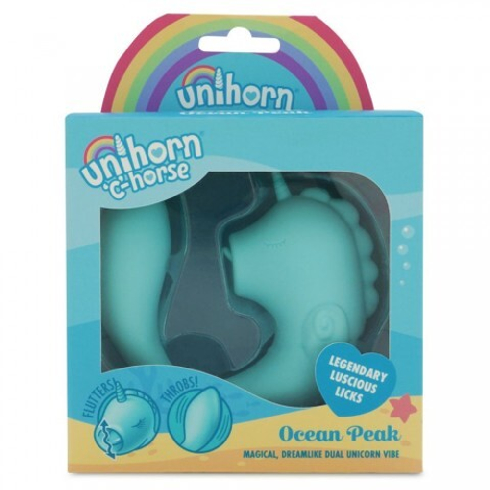 Вибромассажер Unihorn - C Horse - Ocean Peak со стимуляцией язычком, голубой