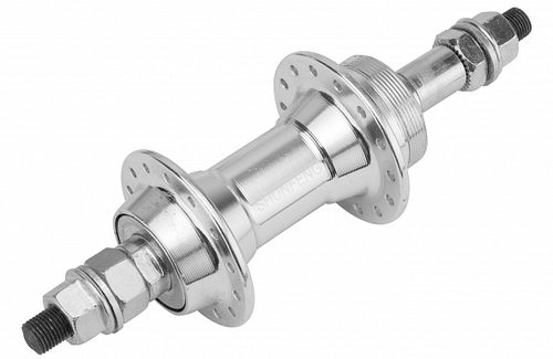 Втулка задняя 28H SF-A201R SHUNFENG под трещотку 6-7ск, алюм. cеребр. под гайку