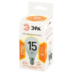 Лампа светодиодная ЭРА STD LED P45-15W-827-E14 E14 15 Вт шар теплый белый свет | Лампы cветодиодные Шар (G/P)
