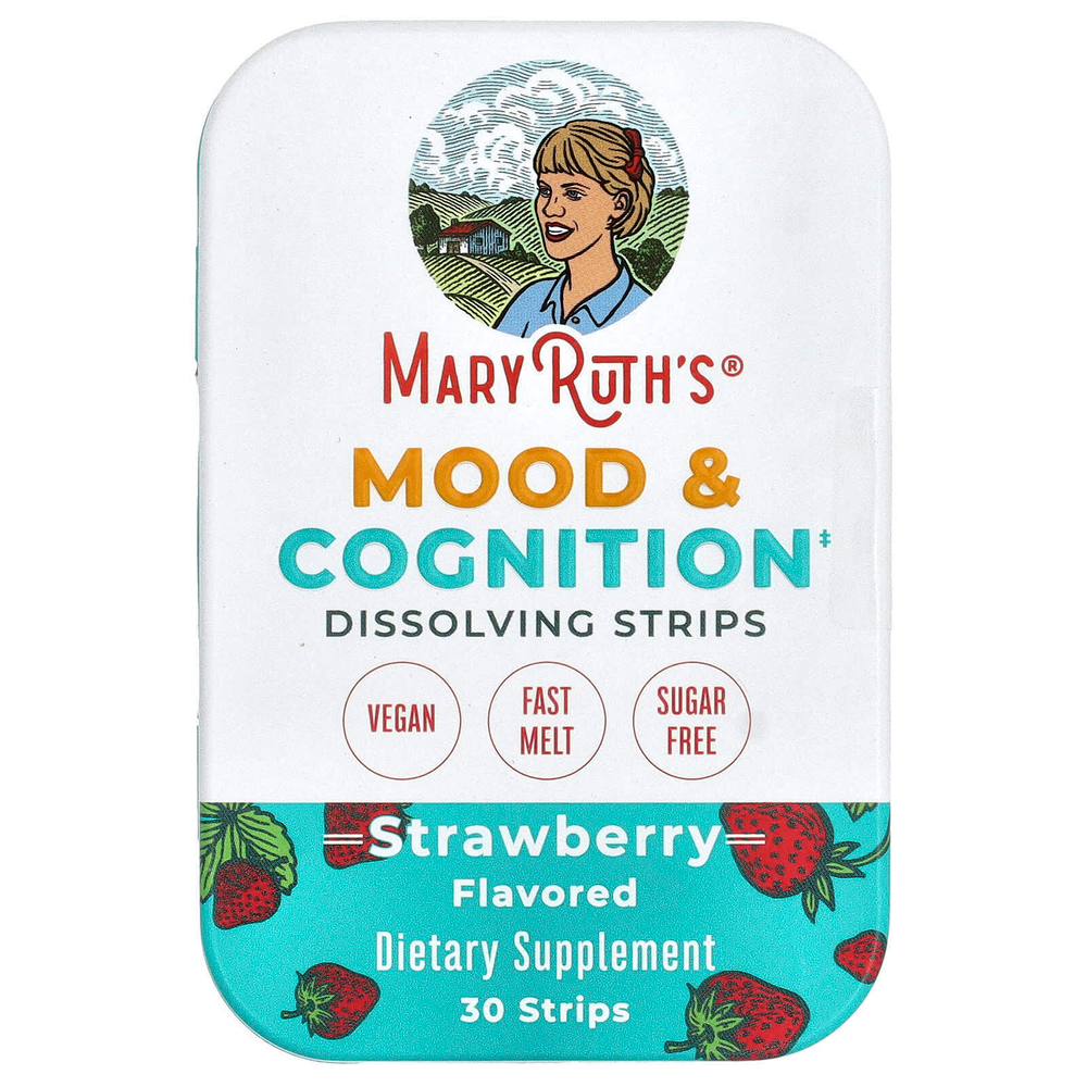 MaryRuth's, Полоски для снятия настроения, клубника, 30 полосок