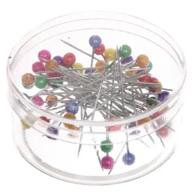 Булавки портновские в контейнере 50шт «Favorite Hous», разноцветные, 3*3,6мм, d-4,8см