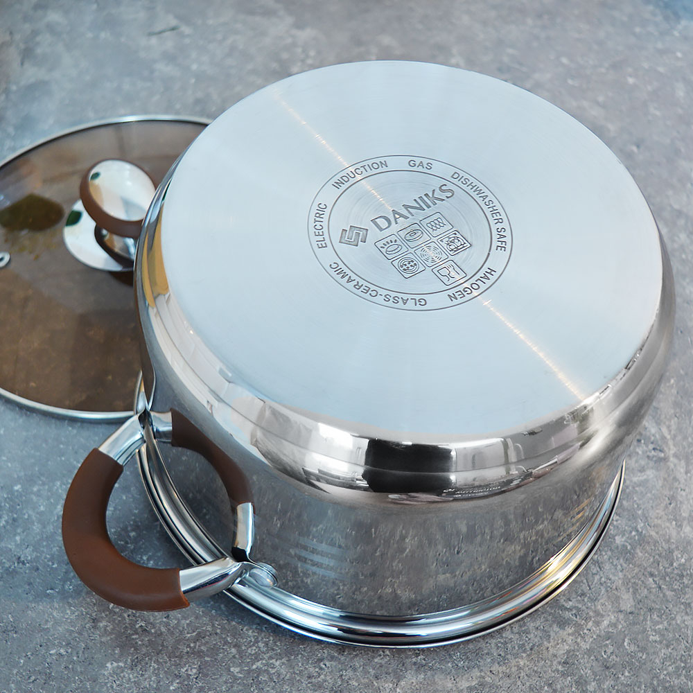 Кастрюля 5л нерж, индукция, "Daniks" Веллингтон GS-01415-22CA