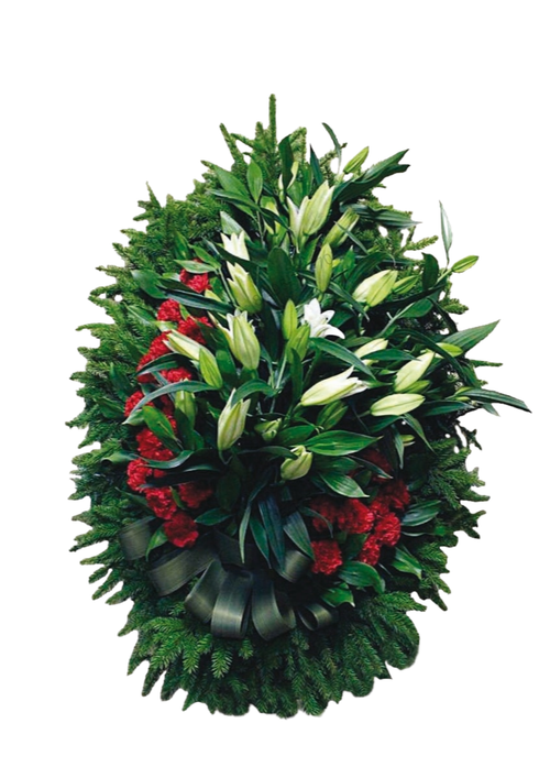 Похоронный венок из живых цветов №24 (150 см)