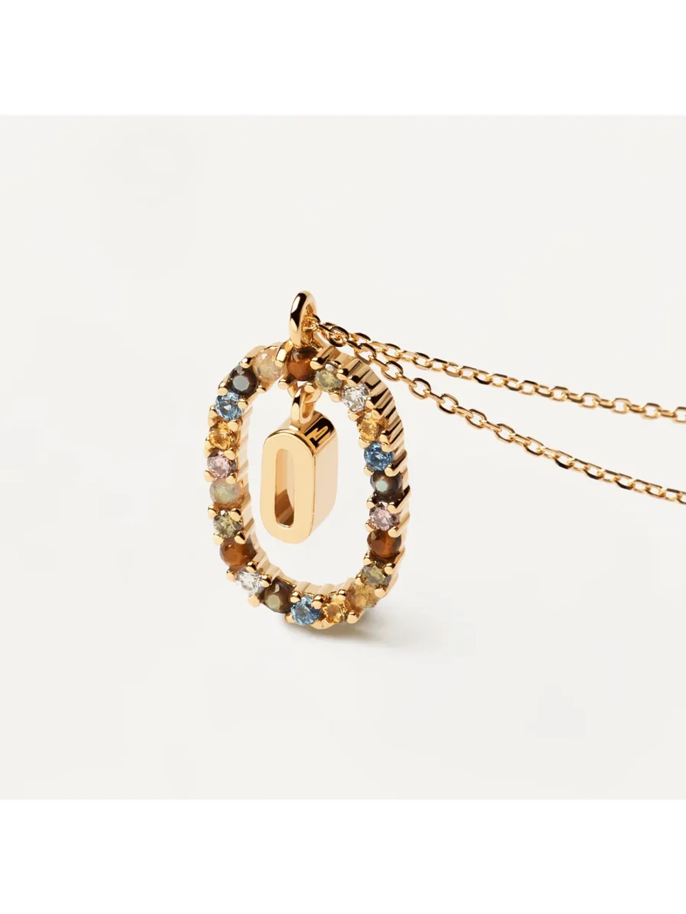 Колье Буква O серебро 925 пробы покрытое золотом