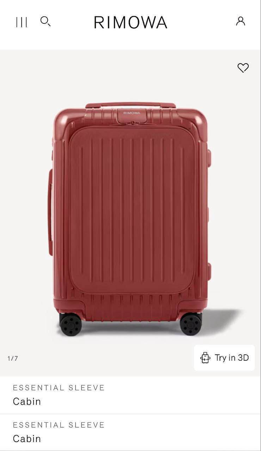 Дорожный чемодан Rimowa Essential Sleeve Cabin с карманом для ноутбука