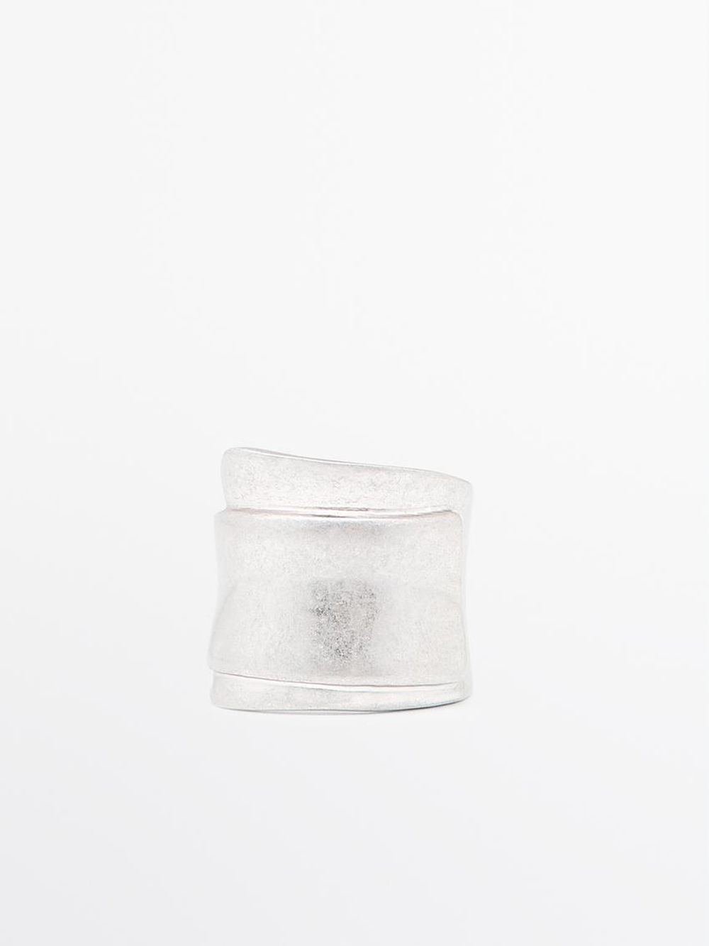 Massimo Dutti Кольцо с деталью миндалевидной формы, серебряный