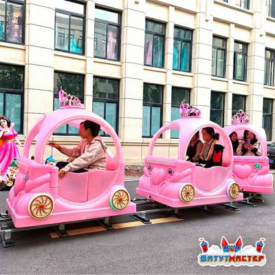 Детский поезд на рельсах с подсветкой «Принцесса», 5 кареток, 10 мест