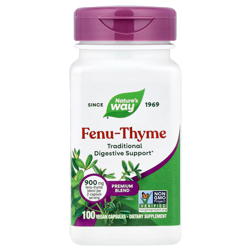 Nature's Way, пажитник и чабрец, 100 веганских капсул